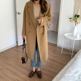 100% Double-Faced Virgin Wool Long Double-Breasted Cocoon Coat 🐏