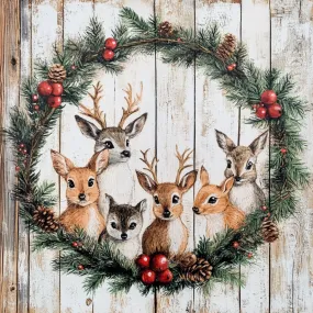 10" x 10" Winter Animals and Wreath Sign TTE-022