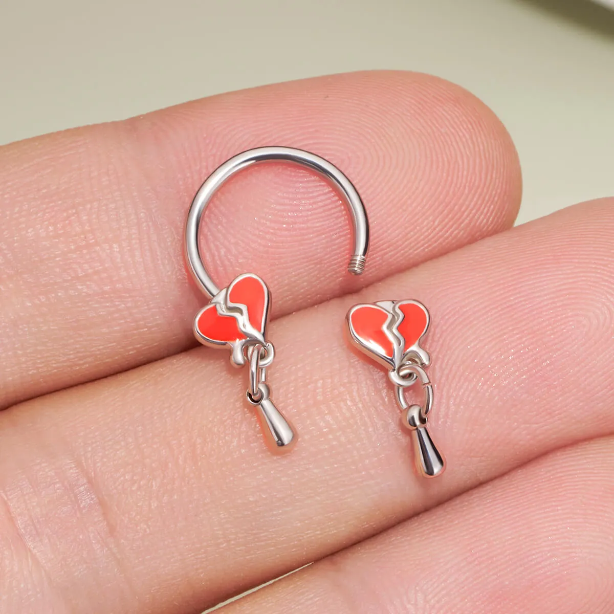 16G Split Heart Horseshoe Septum Ring