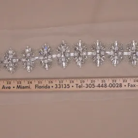 2.5" Silver Floral Rhinestones and Crystals Trim