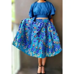 African Print Midi Skirt  - Free size- STRETCH FITS M TO 2XL