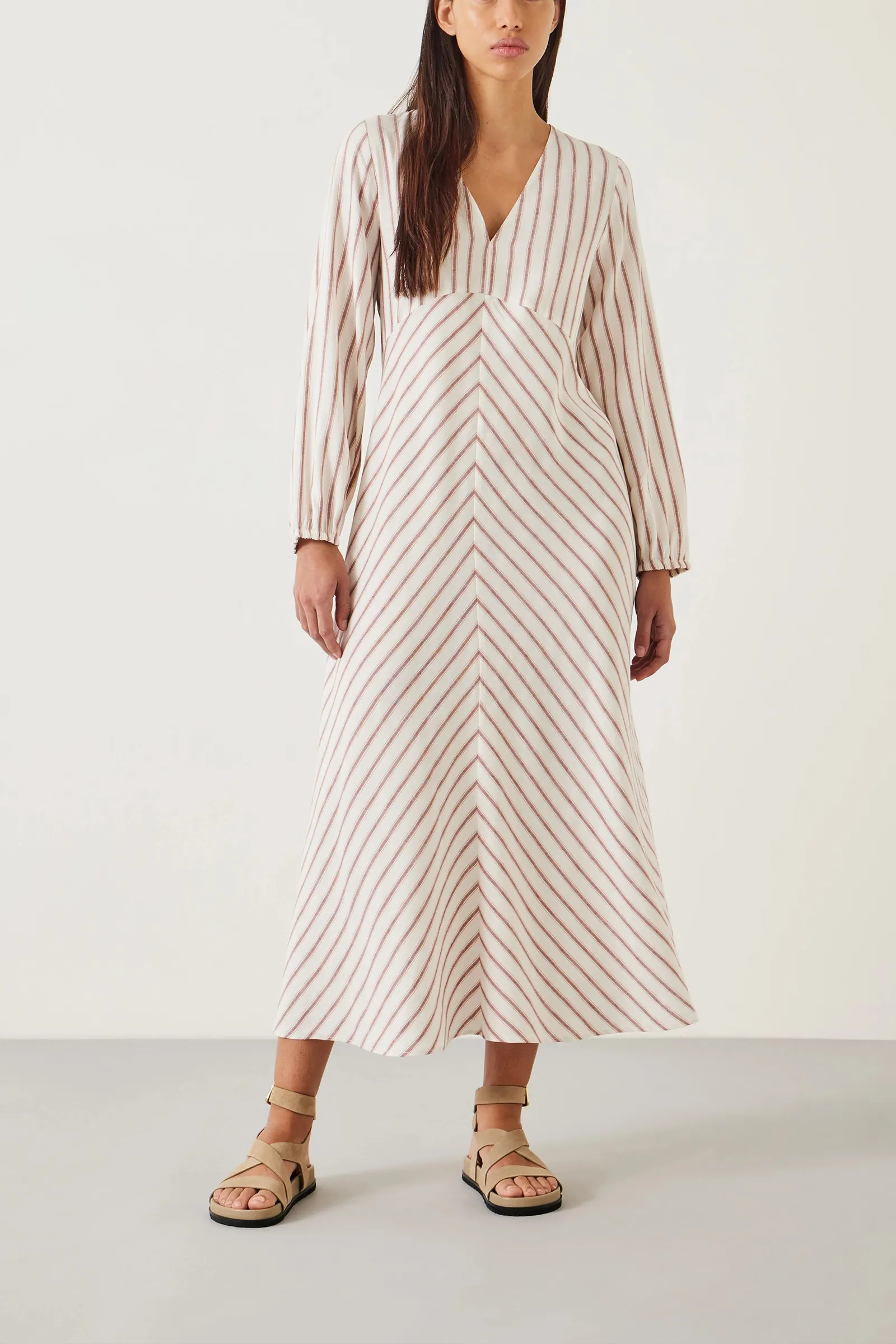 Aine Stripe Linen Blend Maxi Dress