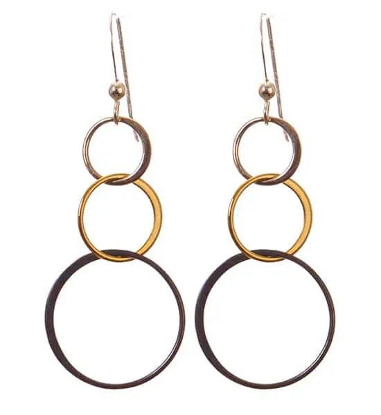 Amy Long Three-Tone Earrings Mixed Metal