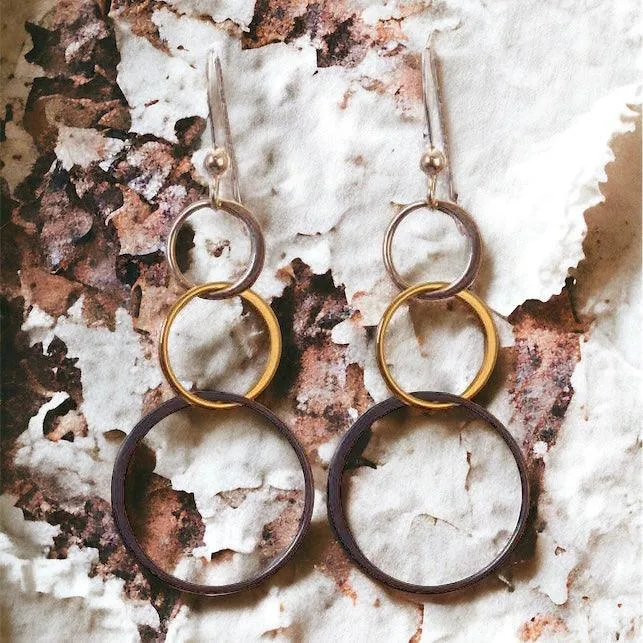 Amy Long Three-Tone Earrings Mixed Metal