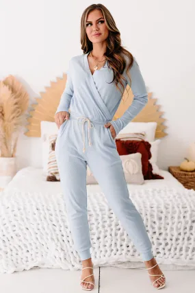 Andrina Waffle Knit Jumpsuit (Smoke Blue)