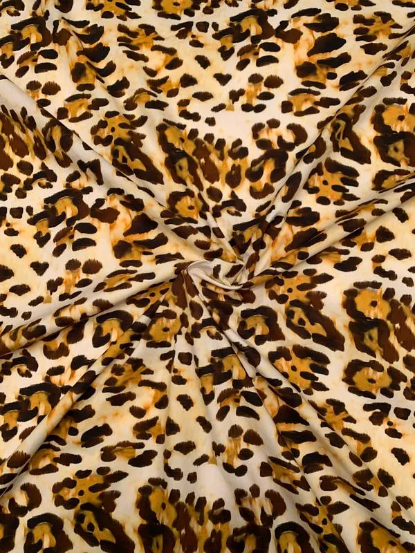 Animal Pattern Printed Cotton Poplin - Brown / Orange / Mustard / Off-White