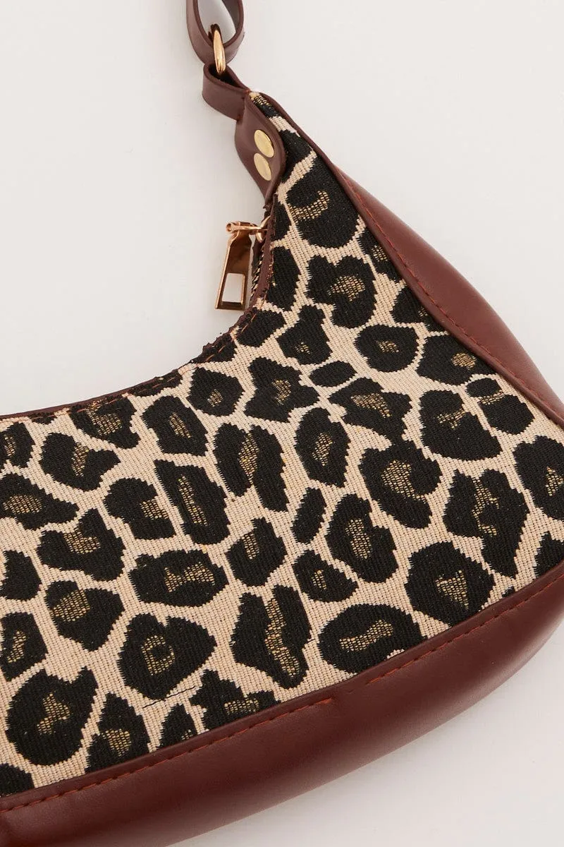 Animal Print Shoulder Baguette Bag