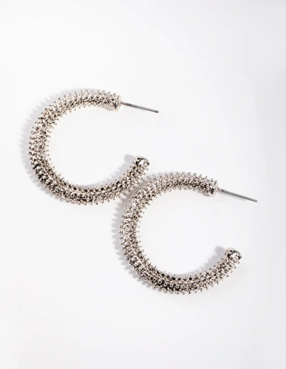 Antique Silver Spiked Hoop Earrings