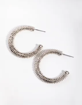 Antique Silver Spiked Hoop Earrings