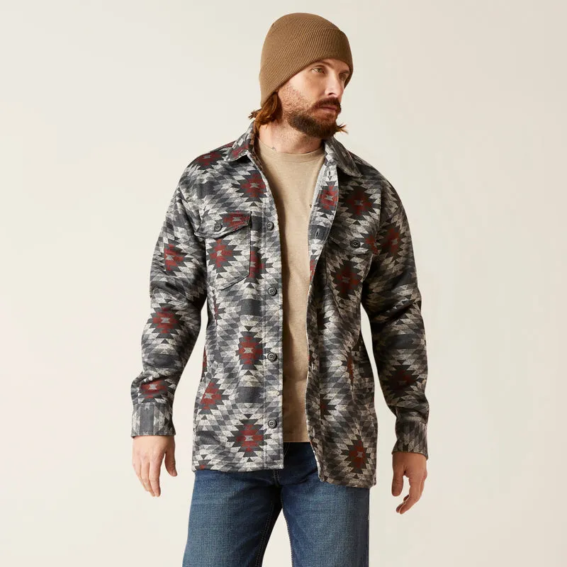 Ariat Men's Caldwell Printed Shirt Jacket, Charcoal Grey / Diamonds