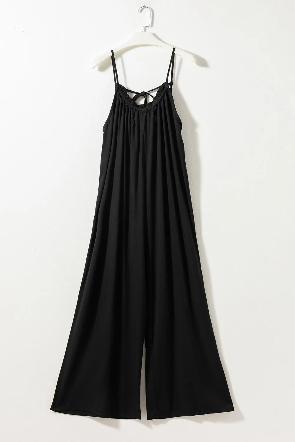 Backless spaghetti Neckline Jumpsuit with Wide Leg