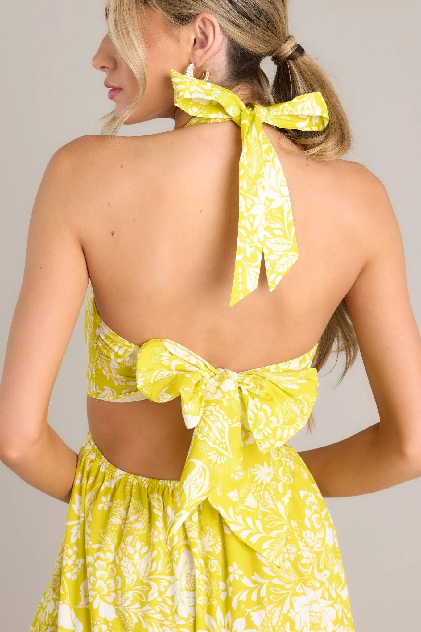 Be Blissfully Happy Yellow Floral Halter Maxi Dress