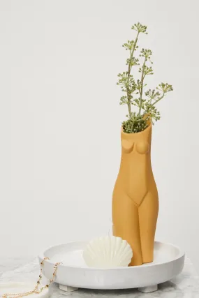 Beige Female Figure Vase 29Cm Tall