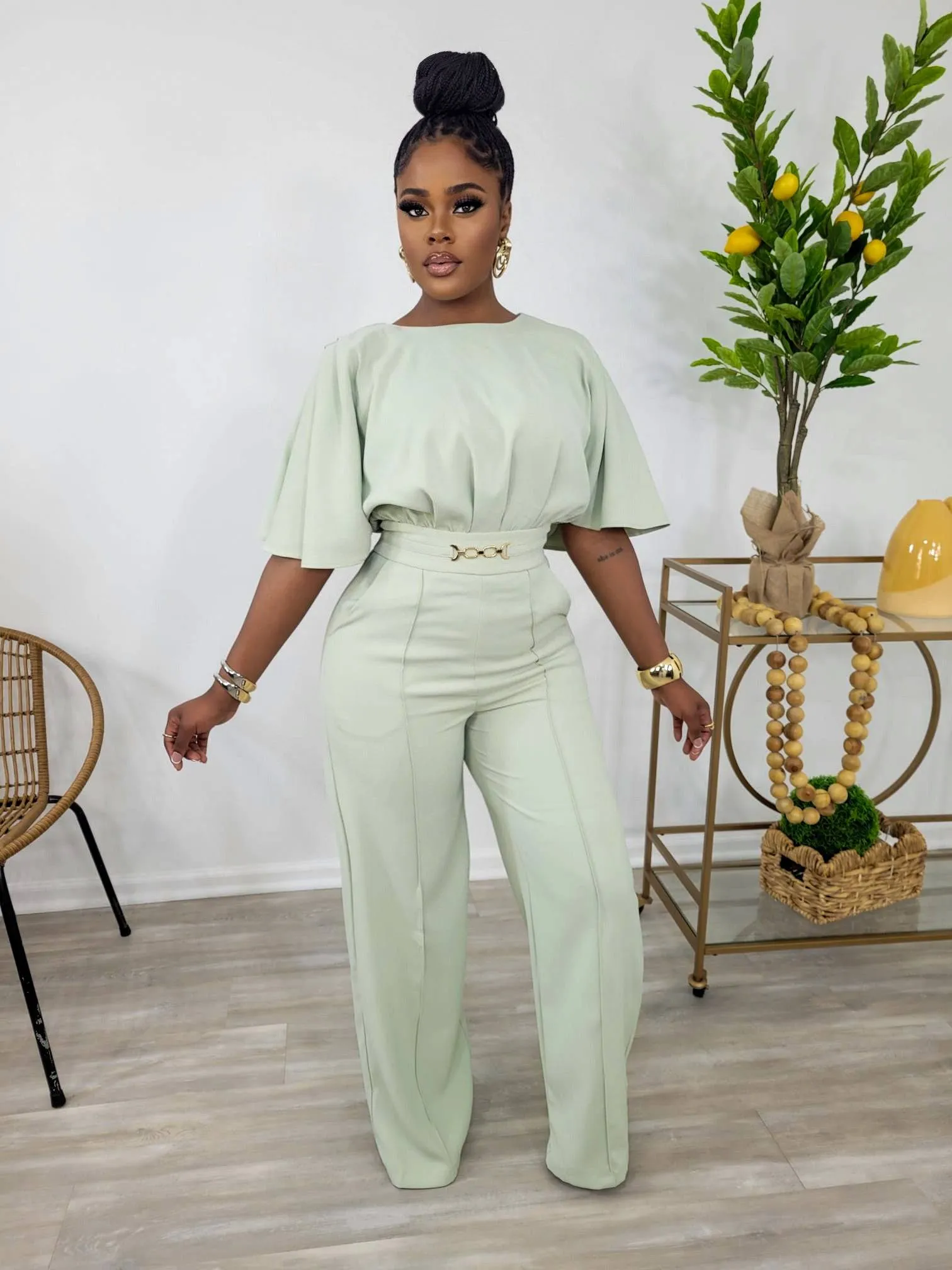 BETTER THAN EVER JUMPSUIT (SAGE)