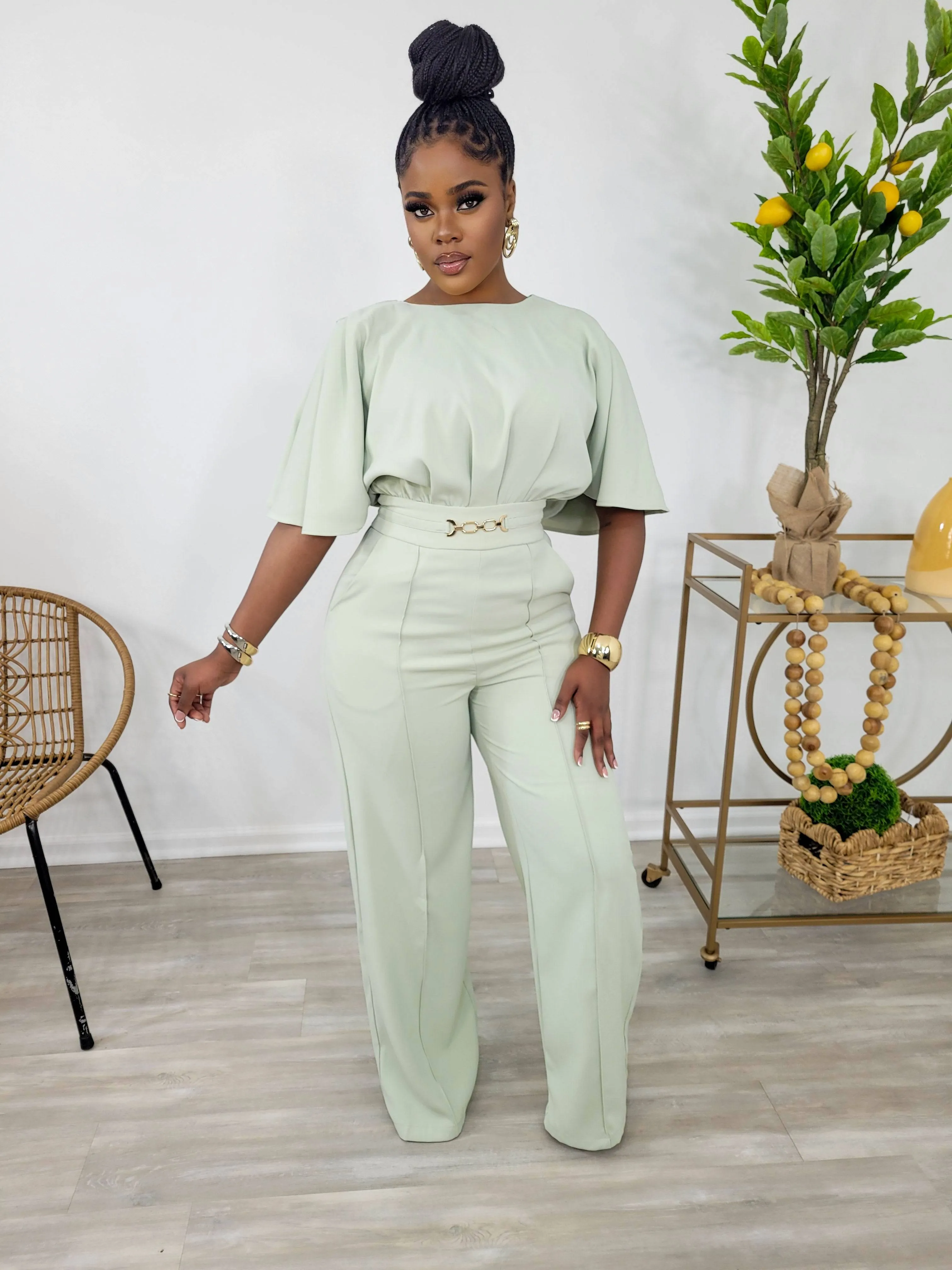 BETTER THAN EVER JUMPSUIT (SAGE)