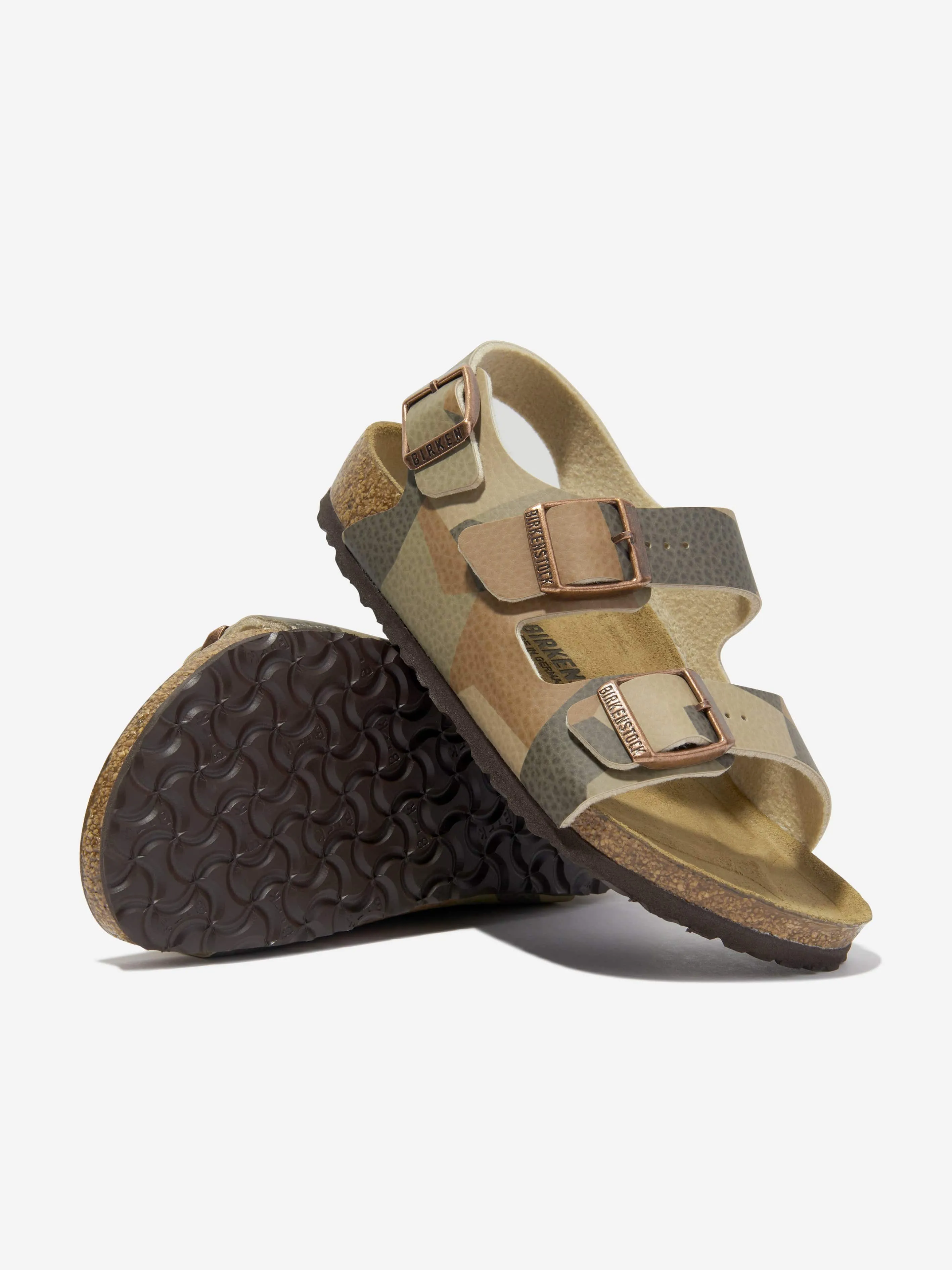 BIRKENSTOCK Boys Milano Geometric Camo Sandals in Brown