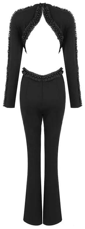 Black Cut-Out Embellished Jumpsuit