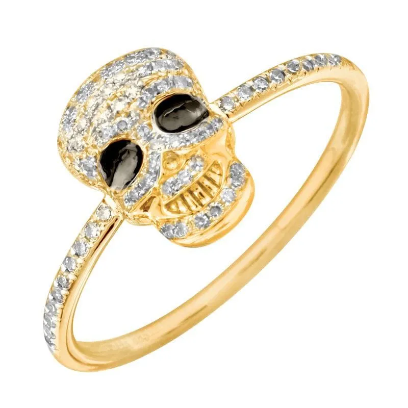 Black Diamond Skull Ring