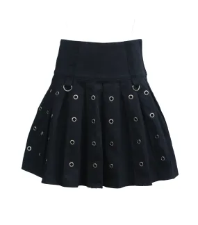 Black Super Rocker kilt Skirt with Silver Rivets