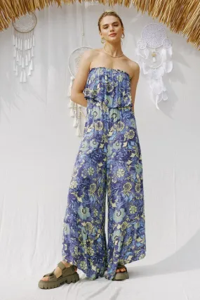 Blue Moves Strapless Jumpsuit