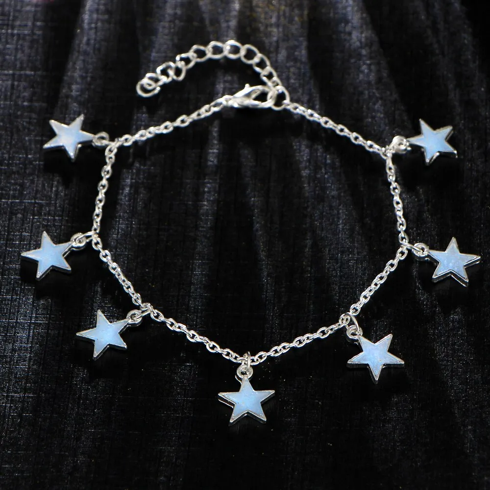 Bohemia Luminous Heart Pendant Anklets