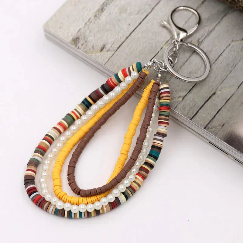 Bohemian Handmade Keychain Multilayer Clay Pearl