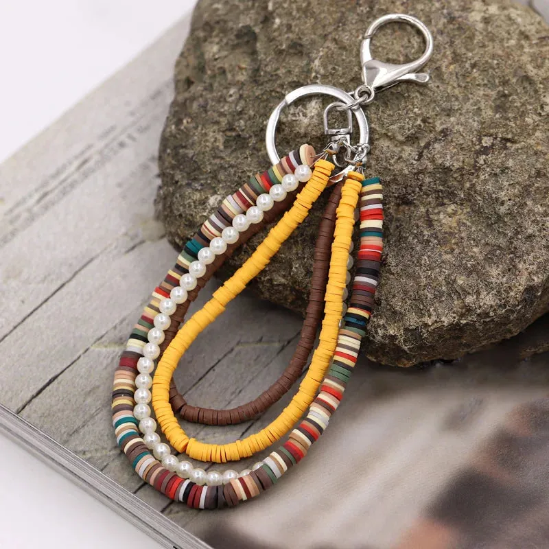 Bohemian Handmade Keychain Multilayer Clay Pearl