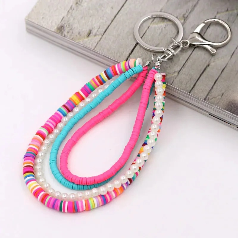 Bohemian Handmade Keychain Multilayer Clay Pearl