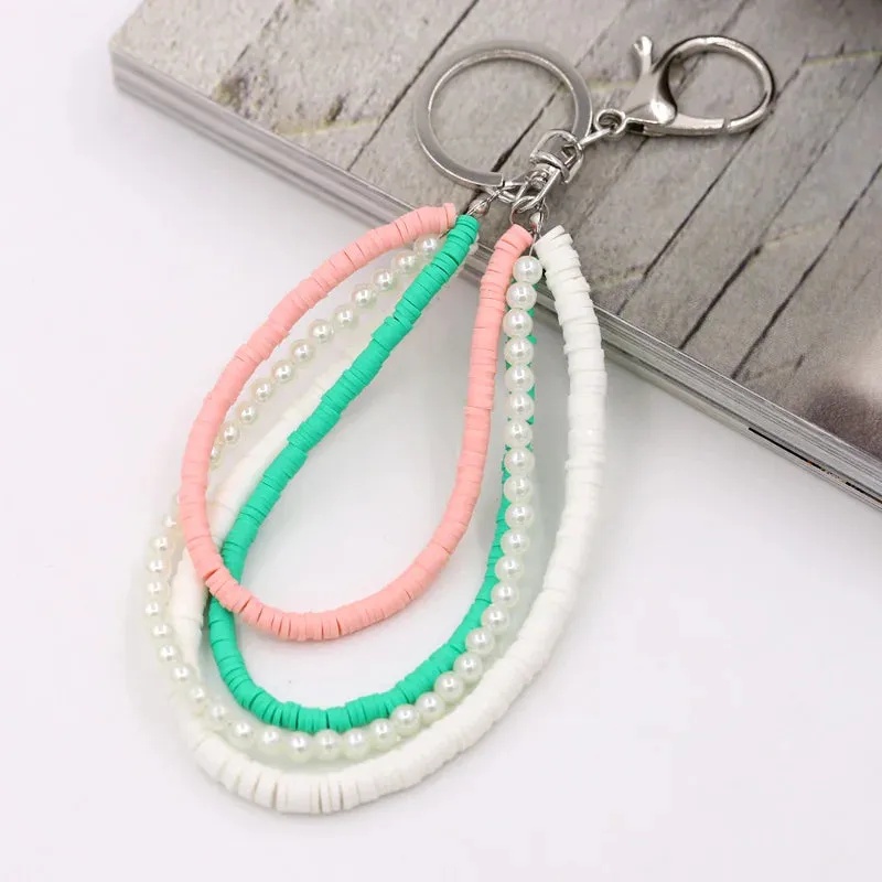 Bohemian Handmade Keychain Multilayer Clay Pearl