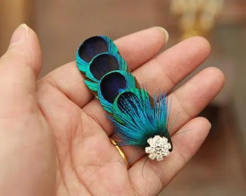 Bohemian Peacock Feather Hair Clip