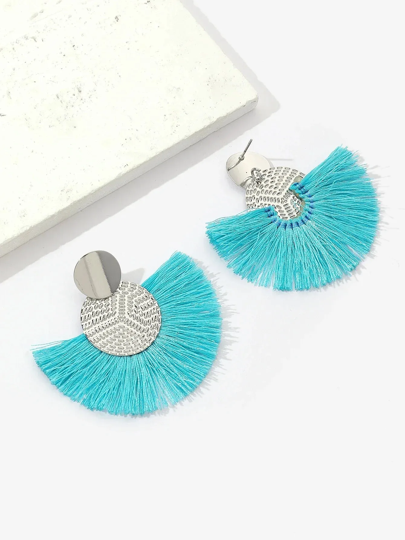 Bohemian Tassel Dangle White Fringe Drop Earrings Wedding Statement Earring