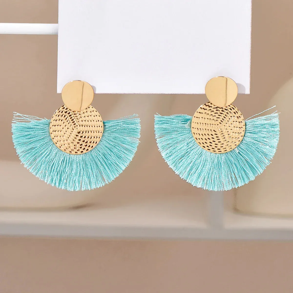 Bohemian Tassel Dangle White Fringe Drop Earrings Wedding Statement Earring