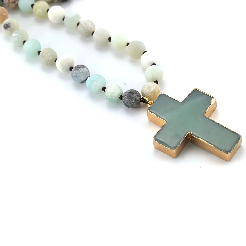 Bohemian Tribal Necklace - Jesus Cross Pendant