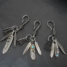 Bohemian Turquoise Feather Tassel Keychain