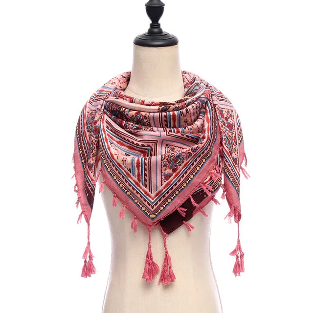 Bohemian Winter Cotton Scarf Printed Bandana Shawl #1368