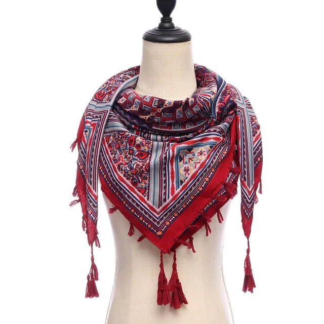 Bohemian Winter Cotton Scarf Printed Bandana Shawl #1368