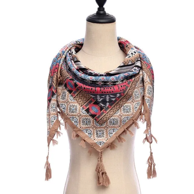 Bohemian Winter Cotton Scarf Printed Bandana Shawl #1368