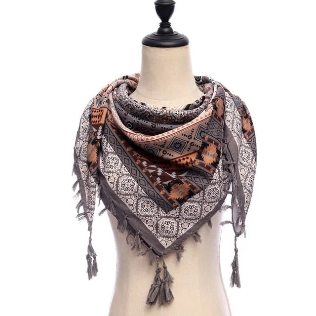 Bohemian Winter Cotton Scarf Printed Bandana Shawl #1368