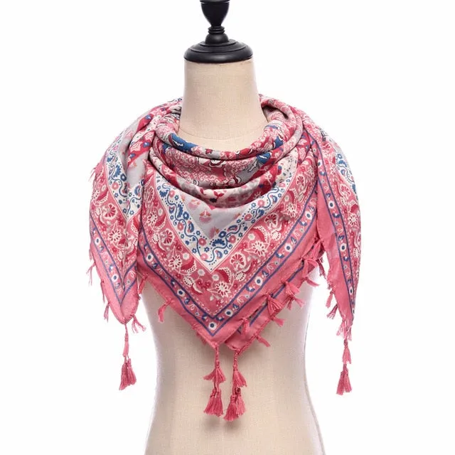 Bohemian Winter Cotton Scarf Printed Bandana Shawl #1368