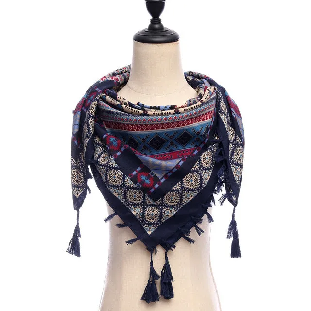 Bohemian Winter Cotton Scarf Printed Bandana Shawl #1368