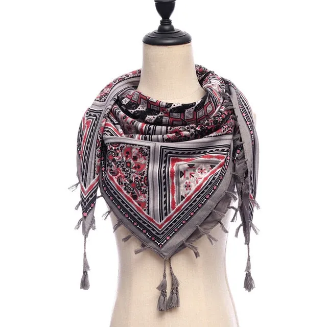 Bohemian Winter Cotton Scarf Printed Bandana Shawl #1368