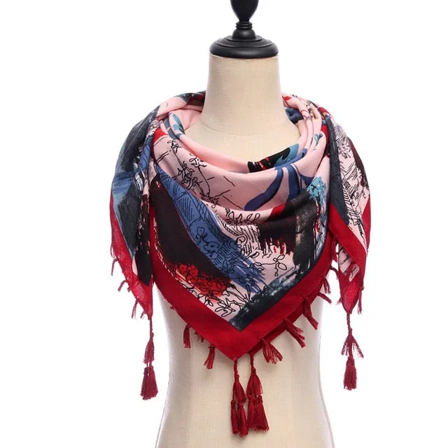 Bohemian Winter Cotton Scarf Printed Bandana Shawl #1368