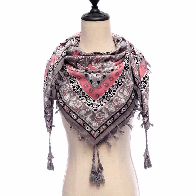 Bohemian Winter Cotton Scarf Printed Bandana Shawl #1368