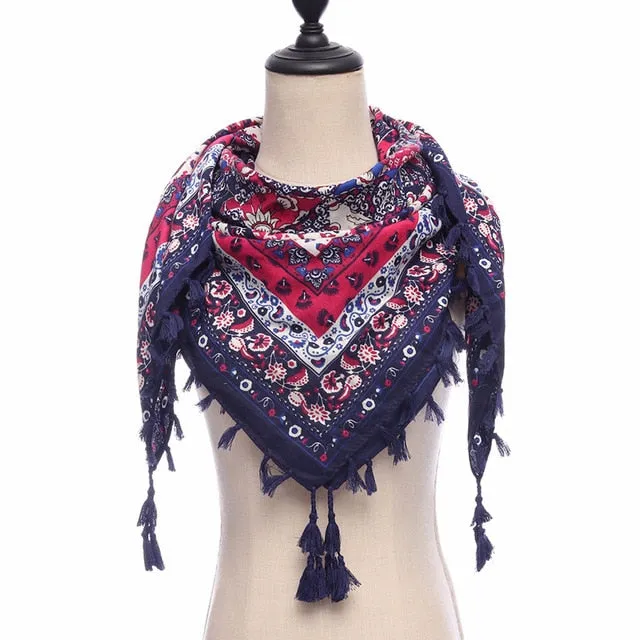 Bohemian Winter Cotton Scarf Printed Bandana Shawl #1368