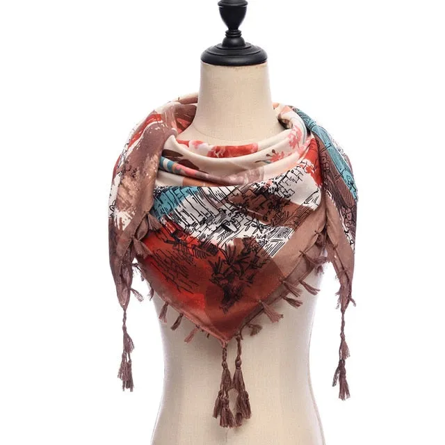 Bohemian Winter Cotton Scarf Printed Bandana Shawl #1368