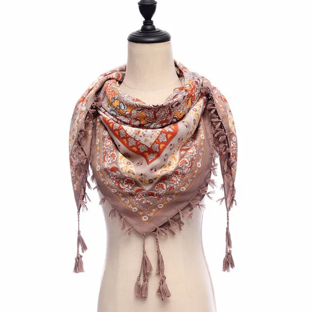 Bohemian Winter Cotton Scarf Printed Bandana Shawl #1368