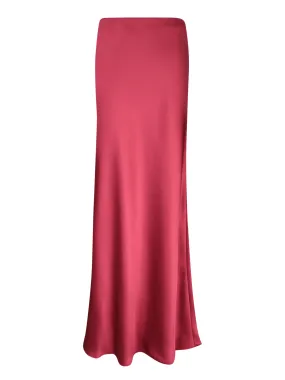 Bordeaux Satin Midi Skirt