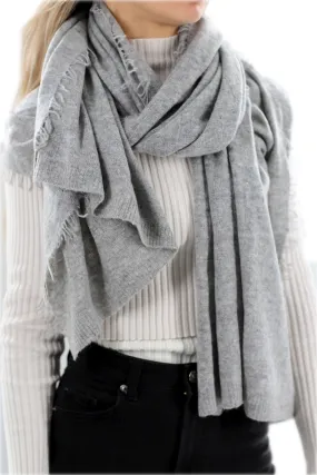 Box Knit Cashmere Blend Scarf - Grey