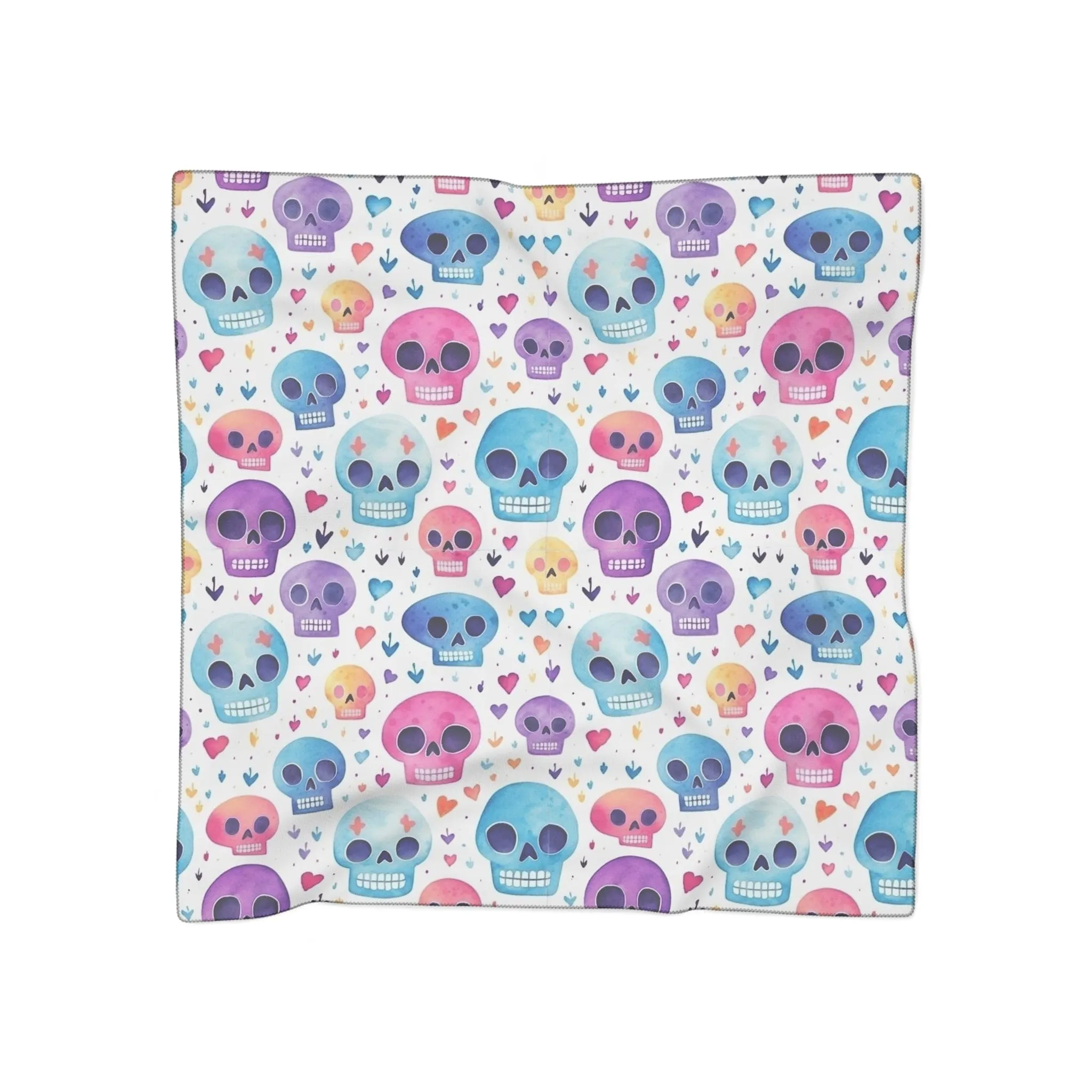 Bright Pastel Skulls Voile or Chiffon Poly Scarf