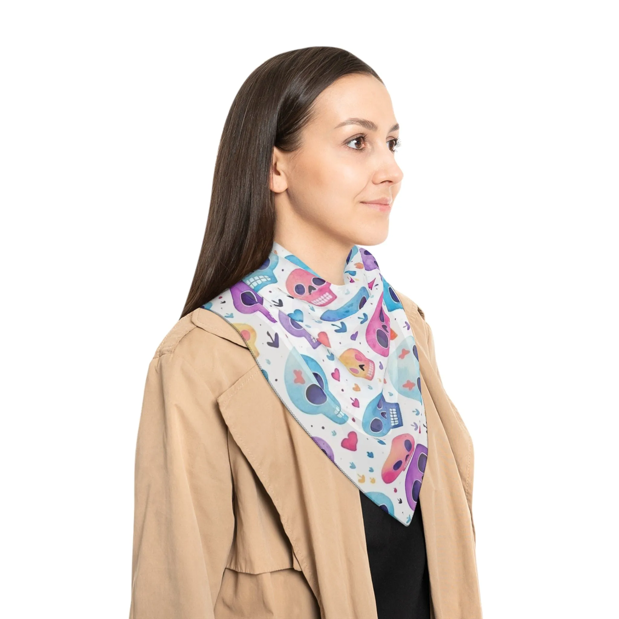 Bright Pastel Skulls Voile or Chiffon Poly Scarf